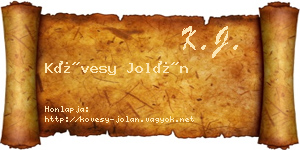 Kövesy Jolán névjegykártya